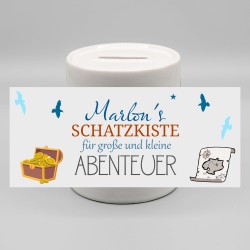 Spardose "Schatzkiste" personalisiert mit Wunschname